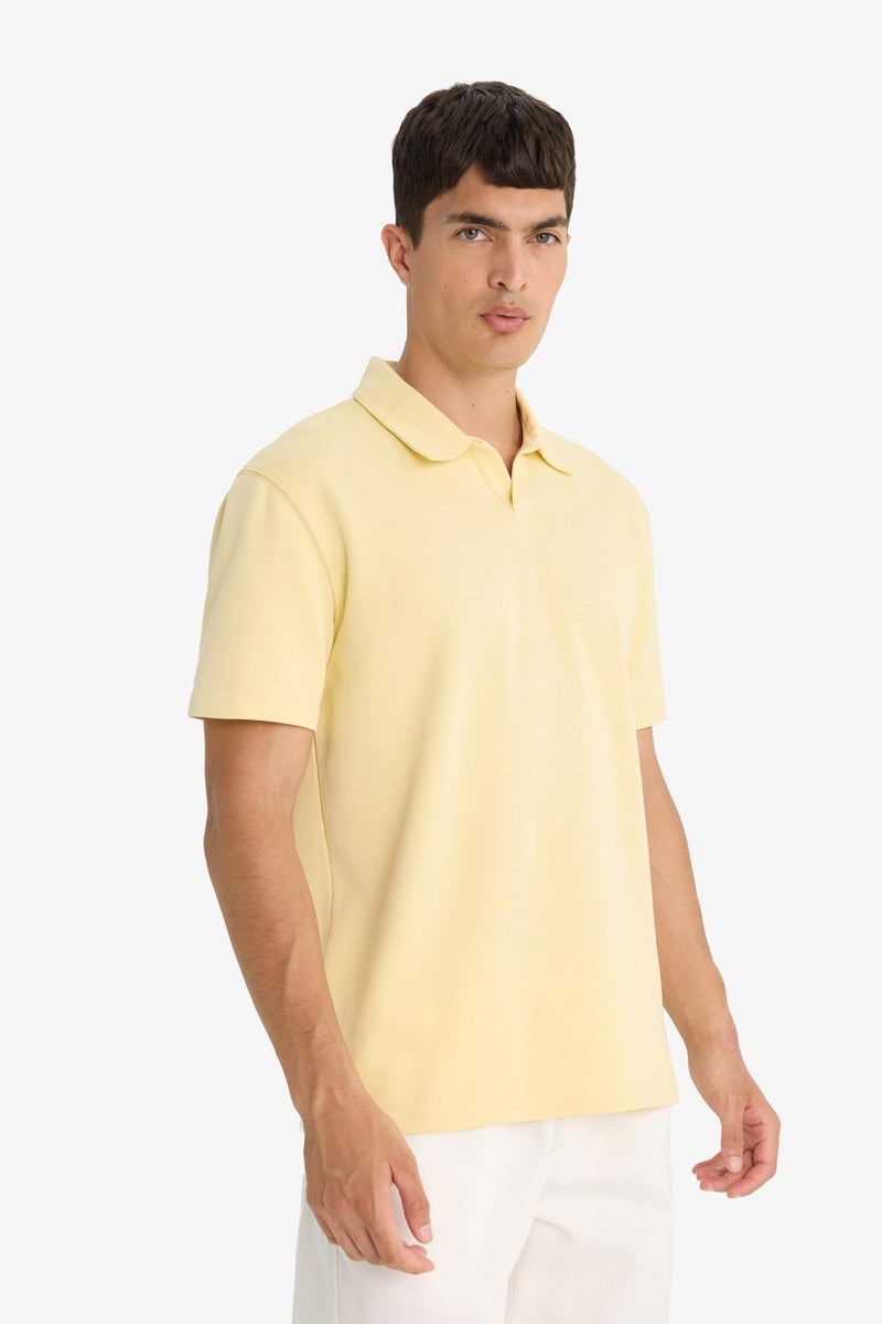 DeFacto Yellow Man Regular Fit Short Sleeve Polo T-Shirt Casual - Image 4